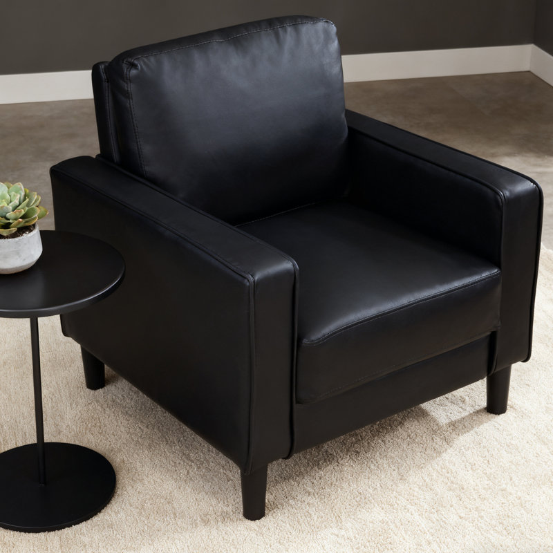 Fauteuil d'appoint moderne avec accoudoirs rembourrés noir, Noir