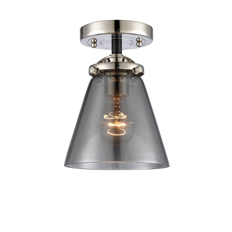 Plafonnier semi-encastré 1 lumière 6,25 "Tennessee, Ampoule non incluse, Plaqué couleur fumée, Nickel poli noir