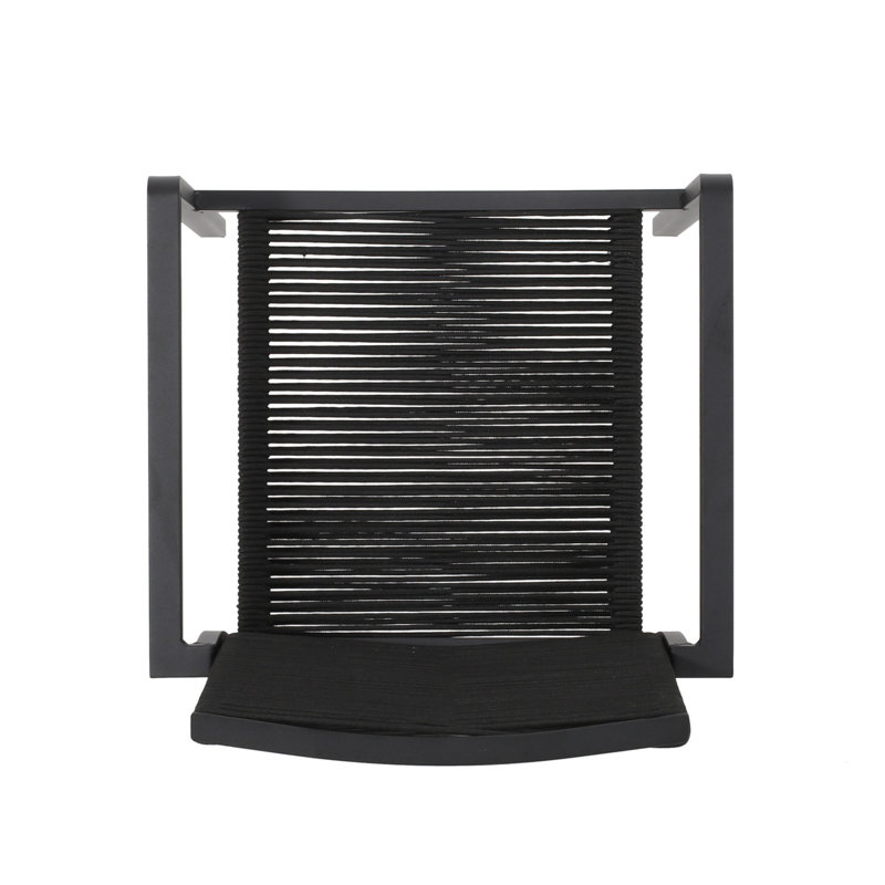 Chaise de salle à manger d'extérieur moderne en aluminium avec siège en corde (ensemble de 2), Noir