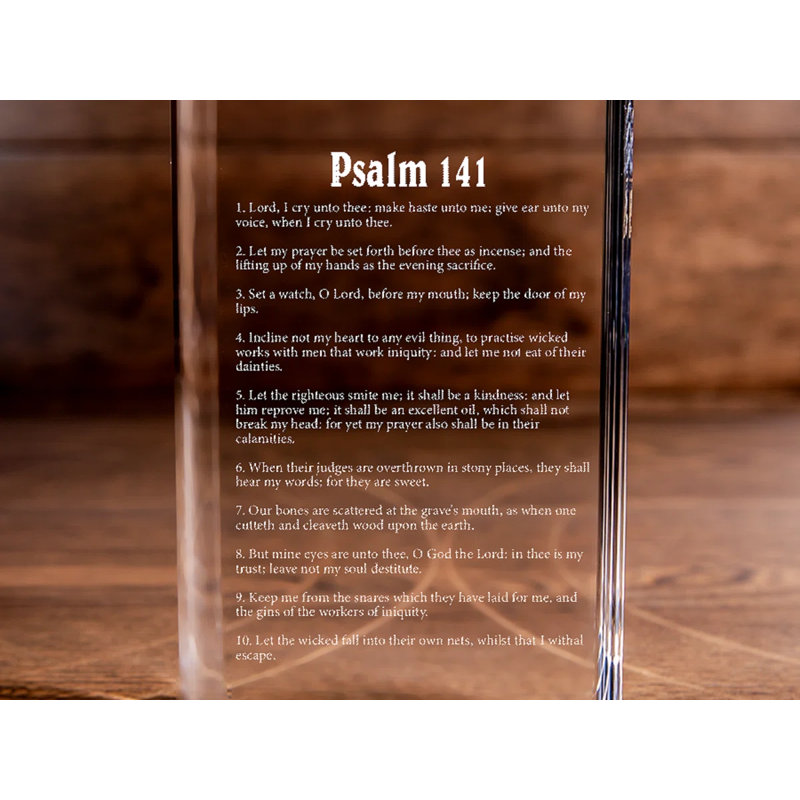 Livre en cristal gravé au laser Psaume 141 - Élégante religieuse pour les croyants dévoués, H 8 po x l 6 po x P 2 po