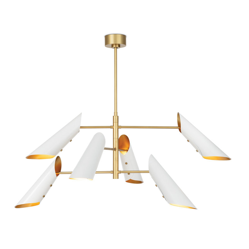 Vest Chandelier (White and Natural Brass), White