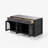 71" Modern Black Kitchen Island With Storage Glass Doors Kitchen Table With Led Light Strip