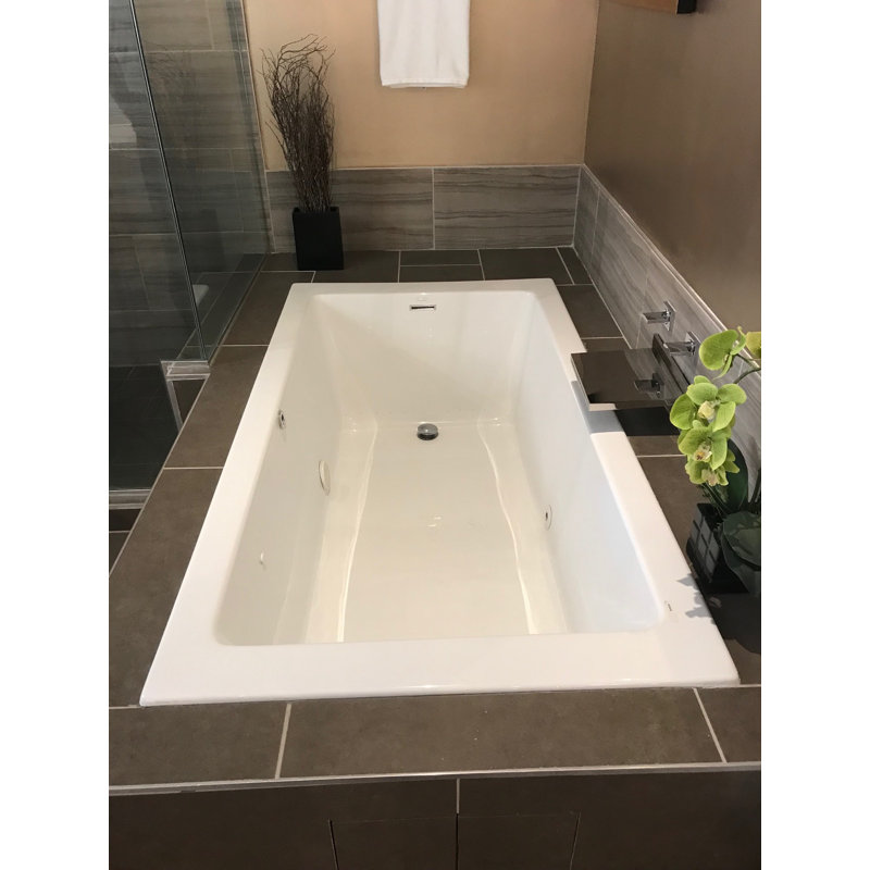 Lacey 72'' L Bathtub, Bone, Satin Chrome