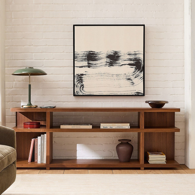 Console moderne et simple, H 25,6 po x l 71,7 po x P 13,4 po, Brun