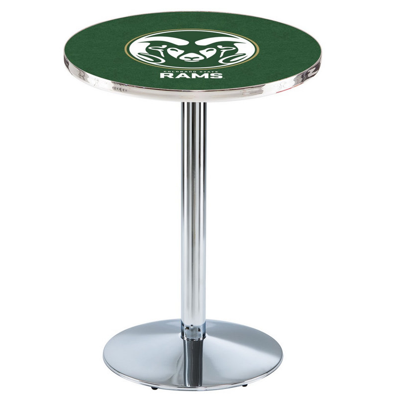 Round Metal Base Dining Table, Chrome, Colorado State University