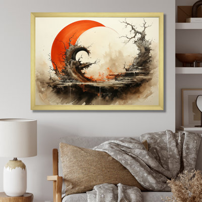" Orange Beige Buddhist Art Enso Enlightenment "