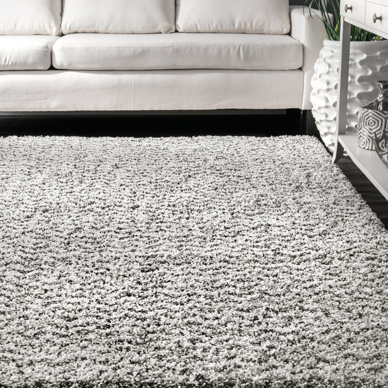 Parton Chevron Shag Power Loom Performance Ivory Rug, Rectangle 4' x 6'