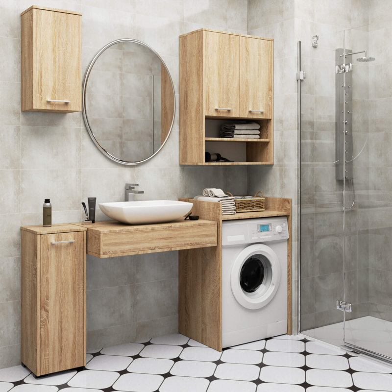 Laz-Son Freestanding Bathroom Cabinet, Natural