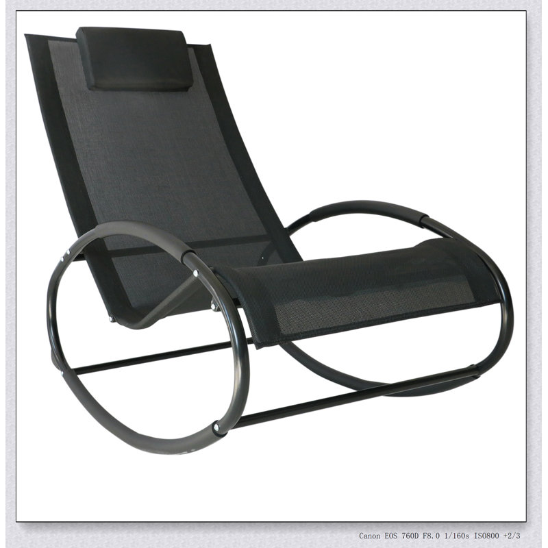 Outsunny Pool Lounger, Outdoor Rocking Lounge Chair for Sunbathing, Pool, Beach, Porch with Pillow
