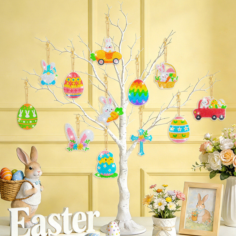 44pcs Easter Eggs Diamond Painting Keychain