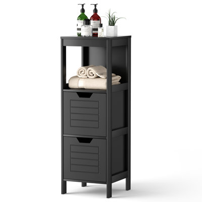 Red Barrel Studio Wooden Floor Cabinet Multifunctional Bathroom Storage Cabinet Side Organizer W/drawer