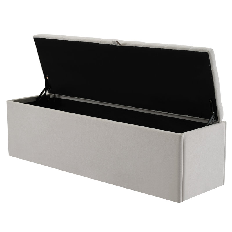 Abianna Upholstered Ottoman Storage Bed, Double (4'6), Light Grey, Linen
