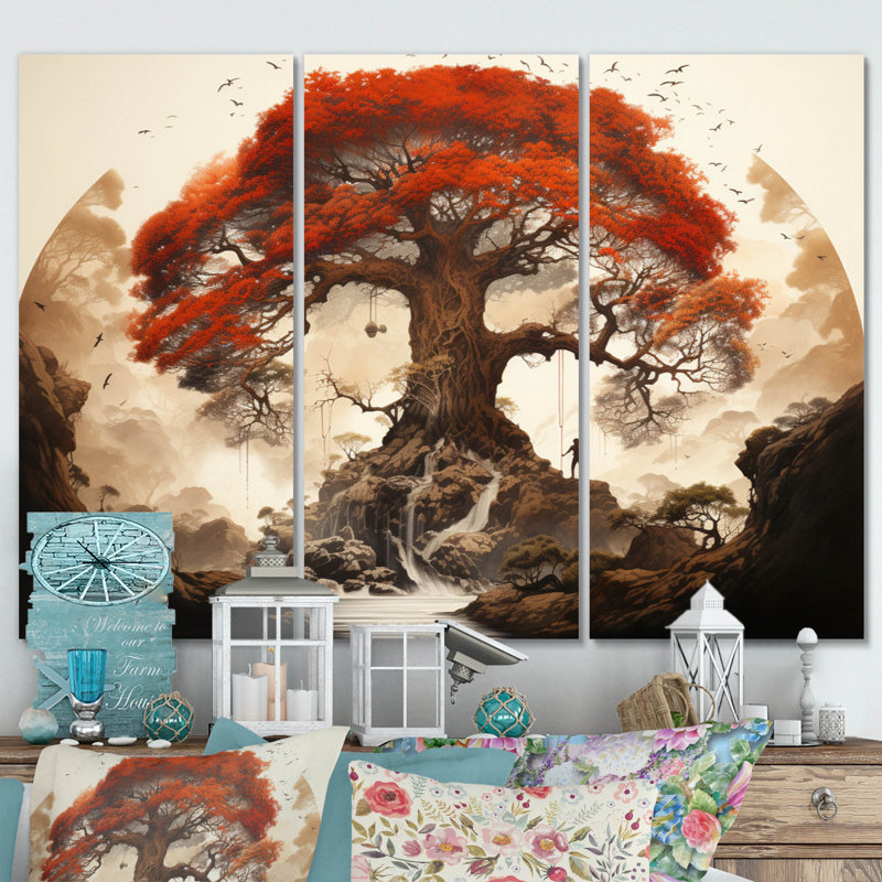 «African Red Boabab» - ensemble de reproduction d'art mural afro-américain, H 40 po x l 60 po x P 1 po