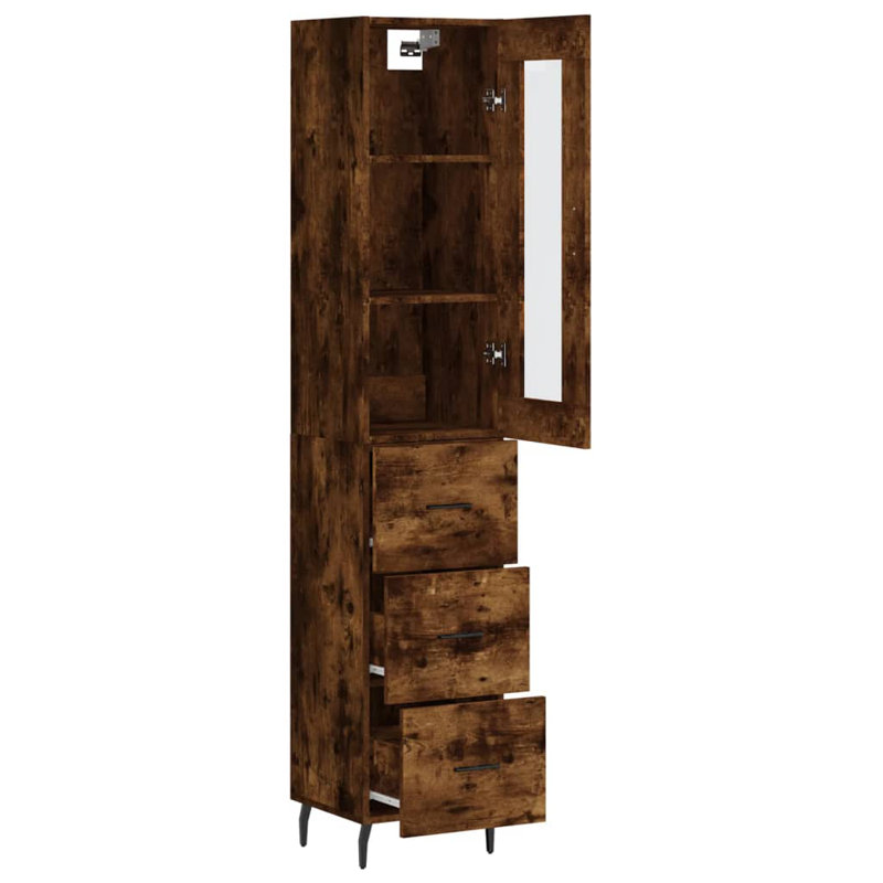 Mikala Display Cabinet, Smoked Oak