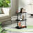 Black Semi-Circular Side Table with Wheels
