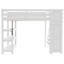 Lit mezzanine double avec escalier de rangement, garde-robe, tablettes et lumière DEL blanche intégrée, blanc