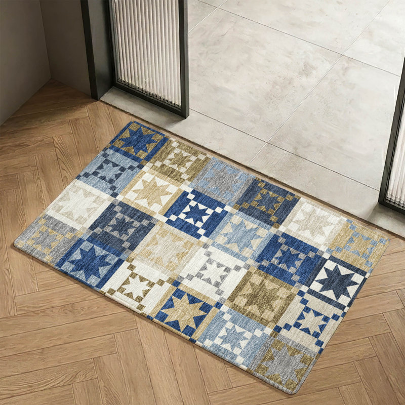 Tapis de qualité supérieure lavable à la machine Villers, Marine, 1 pi 8 po x 2 pi 6 po