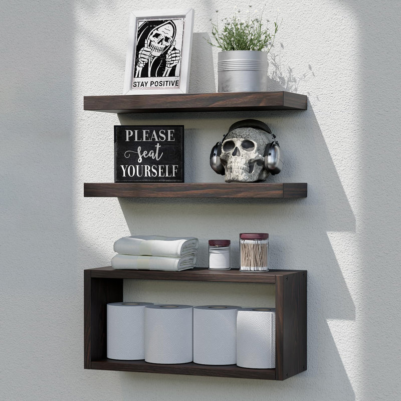 3 Piece Floating Shelf, Walnut