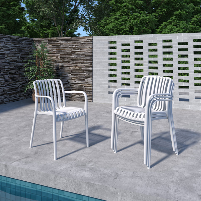 Chaises de salle à manger d'extérieur Gerard, Blanc
