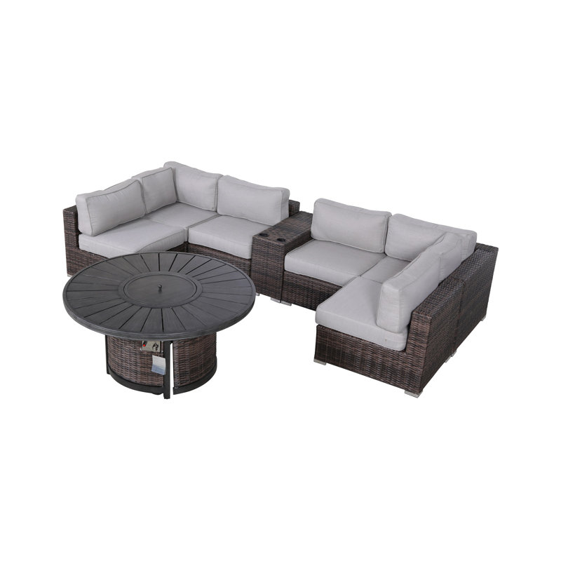 Ensemble de conversation modulaire avec coussins 8 pièces Alieyah