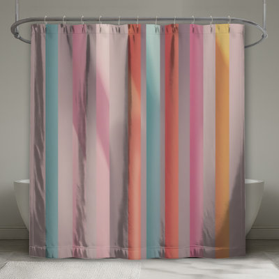 Vertical Pastel Stripes Shower Curtains Extra Long