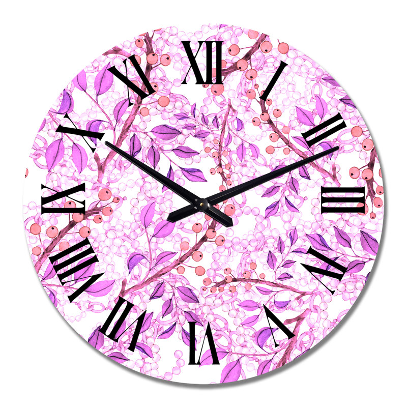 Horloge murale rétro à motif fuchsia, Grand