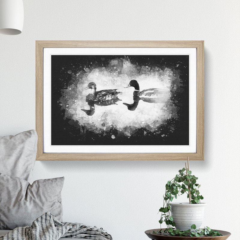 Mallard Ducks - Picture Frame Painting Print, 24cm H x 33cm W x 2cm D, Oak Framed
