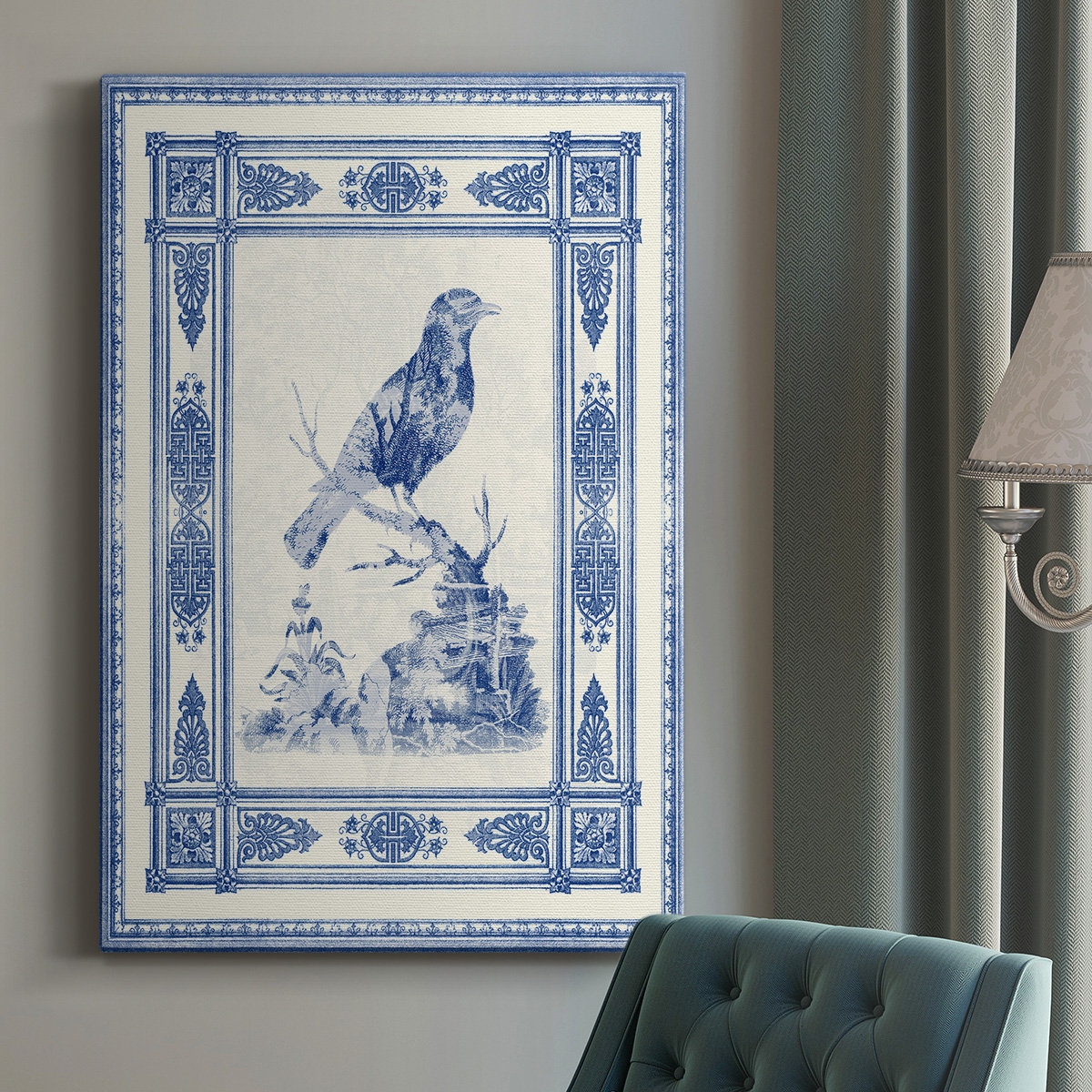 Alcott Hill® Toile de Jouy I - Wrapped Canvas Graphic Art & Reviews | Wayfair