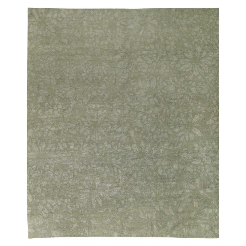 Secret Garden Floral Area Rug in Green/Gray, Rectangle 8' x 10'