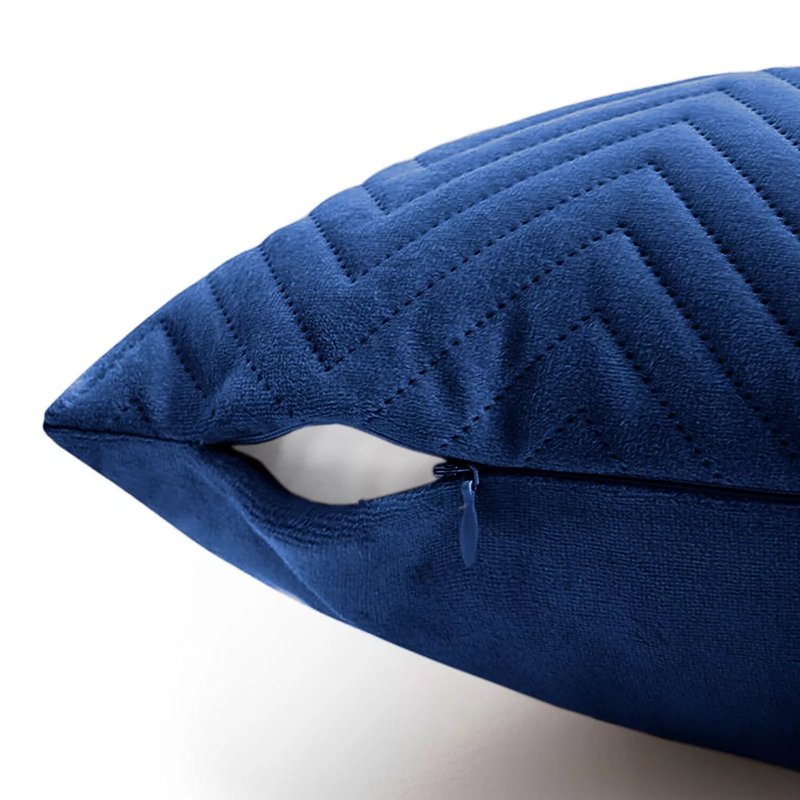 Luxury Chevron Embossed Quilted Pattern Velvet Cushion Cover Set (4-Pack) - Soft Throw Cushion Cover for Home Décor, Navy