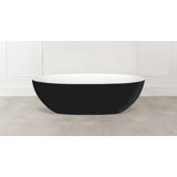 Barcelona 70.875" x 34.125" Freestanding Soaking Bathtub in Volcanic Limestone with Overflow Hole