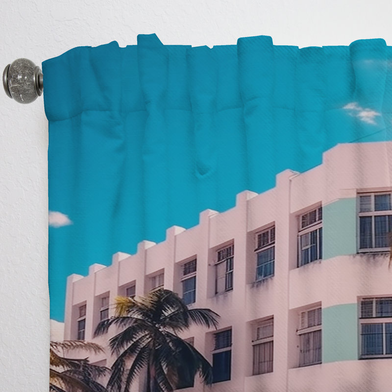 Rideau en velours moderne Dalenna Miami Ocean Drive Pink Drive - obscurcissant - 1 panneau, L 52 po x L 63 po