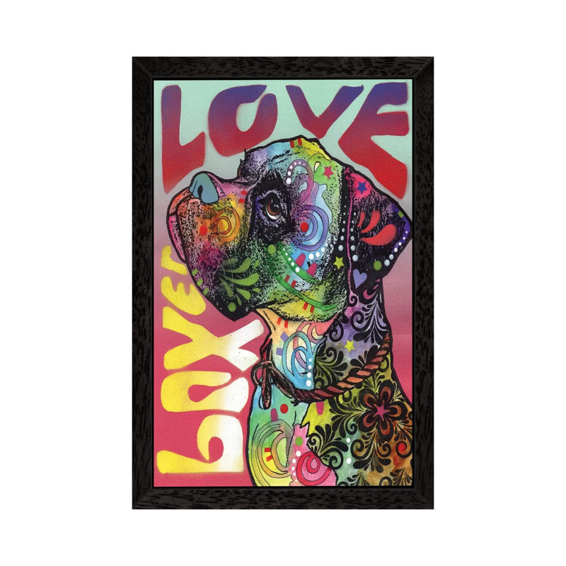 Boxer Love by Dean Russo - Print on Canvas, 152.5 cm H x 101.5 cm W, Black Framed