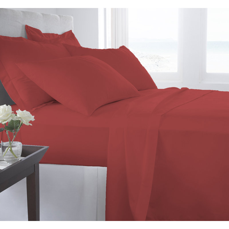 Signature Series Microfiber Sheet Set, Twin Sheet Set + Fitted Sheet + 1 Pillowcase, Maroon