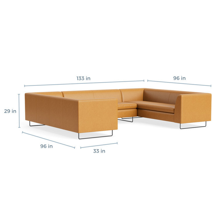 MTO - Bonnie & Clyde U-Shaped Sectional w/ Black Legs, Canyon Leather