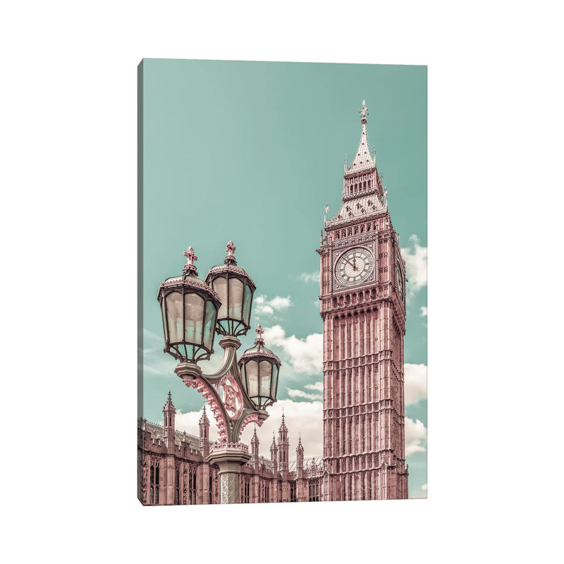 London Elizabeth Tower | Urban Vintage Style 1 Piece Wrapped Canvas Wall Art, 101.6 cm H x 66.04 cm W x 3.175 cm D