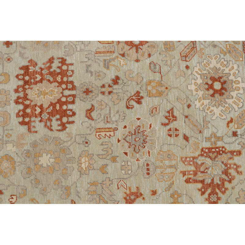 Oushak Hand Knotted Floral Area Rug, Rectangle 6' x 9'