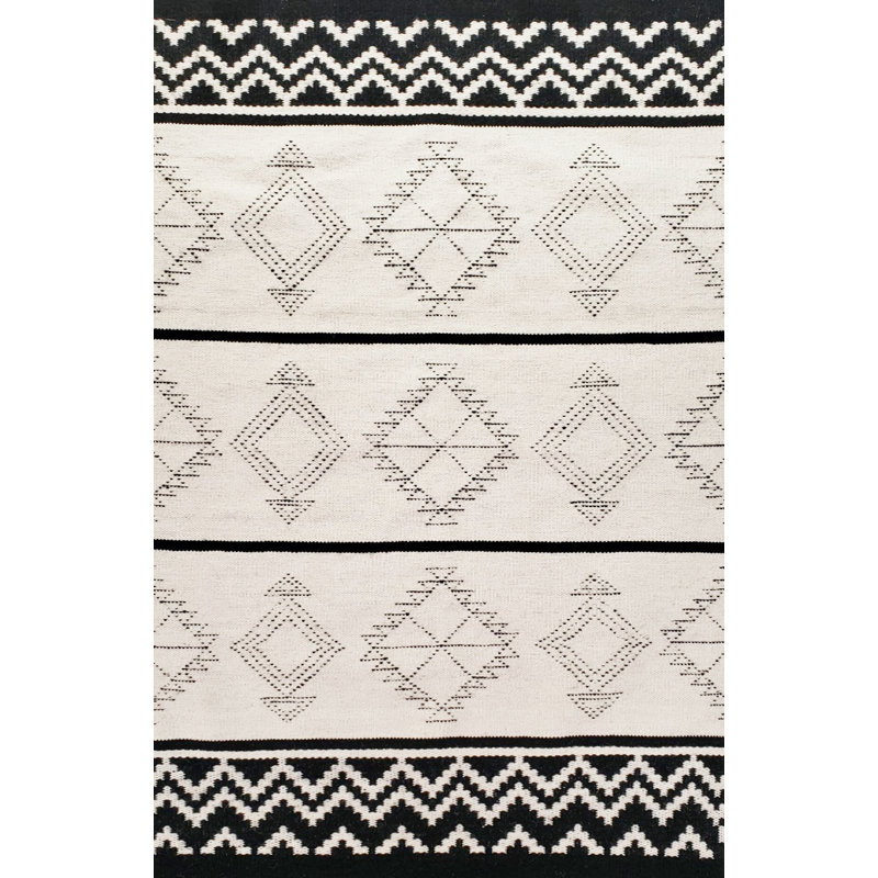 Tapis tissé à la main Dhurrie, Rectangle 7 pi 6 po x 9 pi 6 po