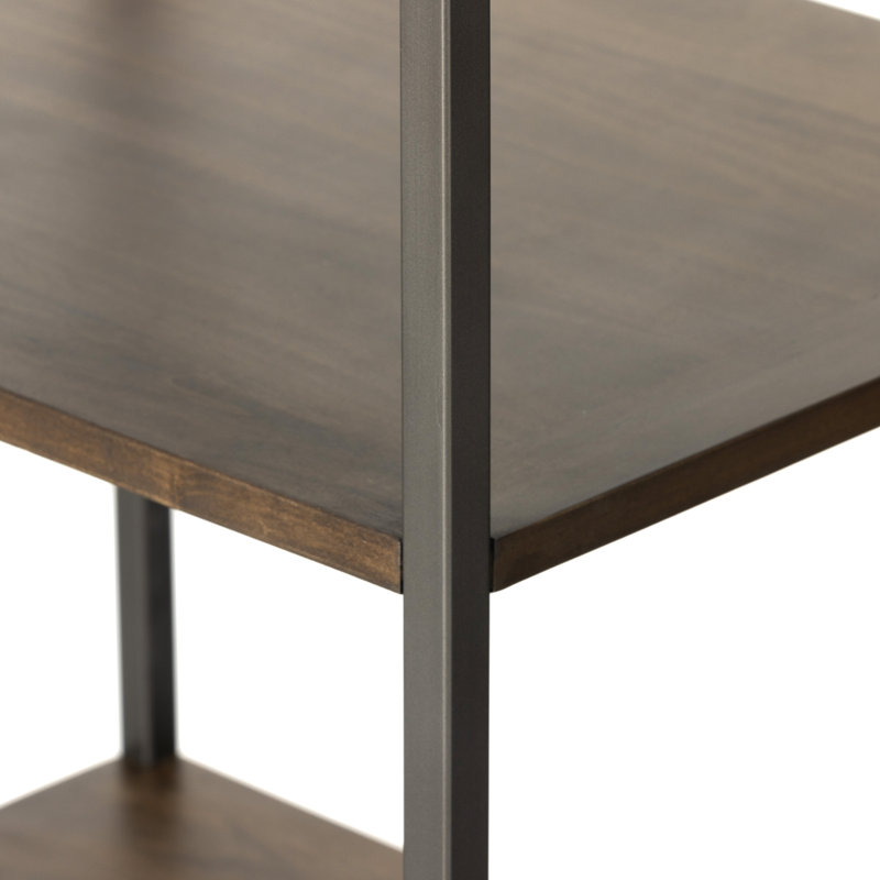 Trey Aasmin Bookshelf - Black Wash Poplar, Natural Iron