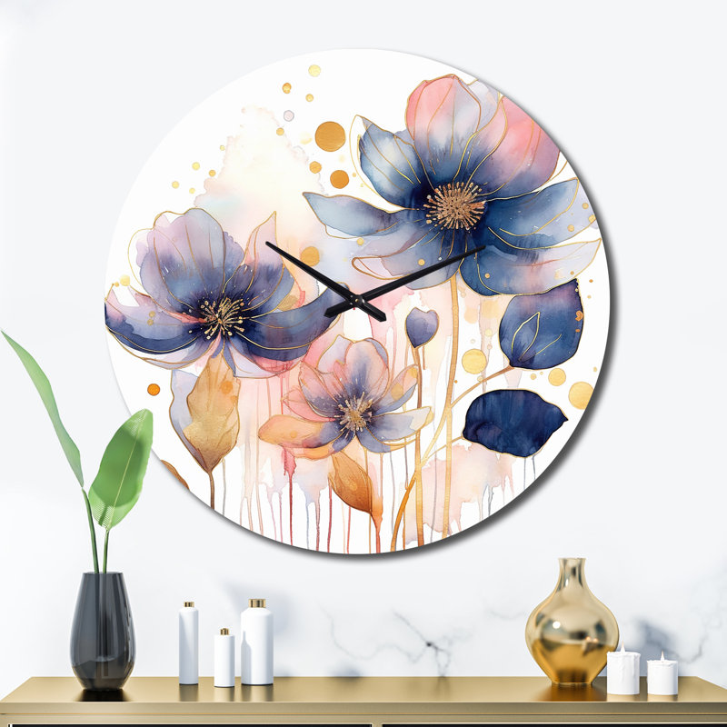 Horloge murale en métal bleu rose et harmonie dans le chaos, Très grand