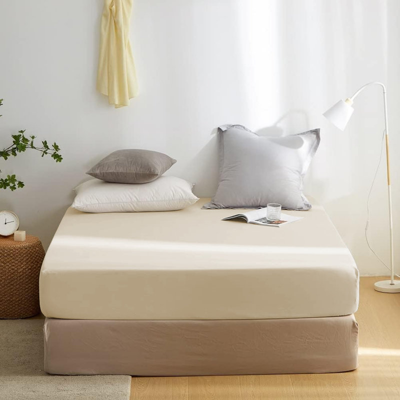 Super Soft Microfiber Deep Pocket Fitted Sheet, Cream, Double (4'6)