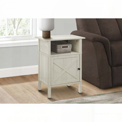 Table d'appoint transitionnelle transitionnelle avec armoire et tablette ouverte - Chêne stratifié