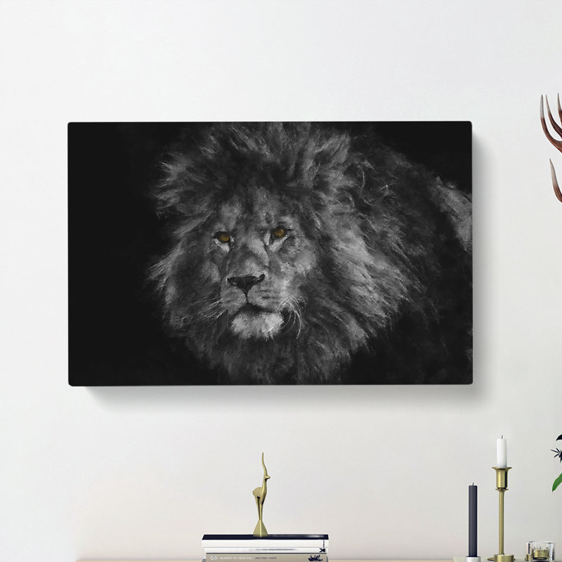 Lion With Piercing Eyes - Wrapped Canvas, 30cm H x 45cm W x 4cm D