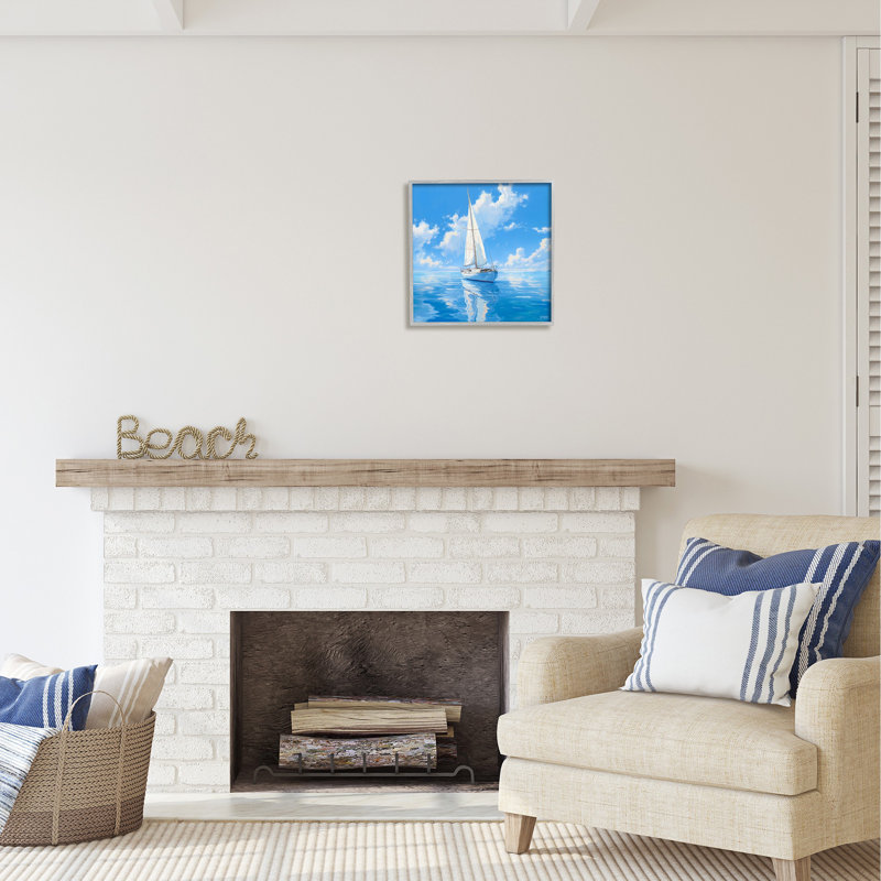 Vivid Blue Sailboat Reflection Canvas Wall Art, 17 x 17