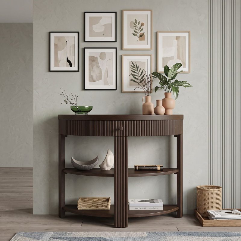 Console avec tiroir et deux tablettes, Espresso