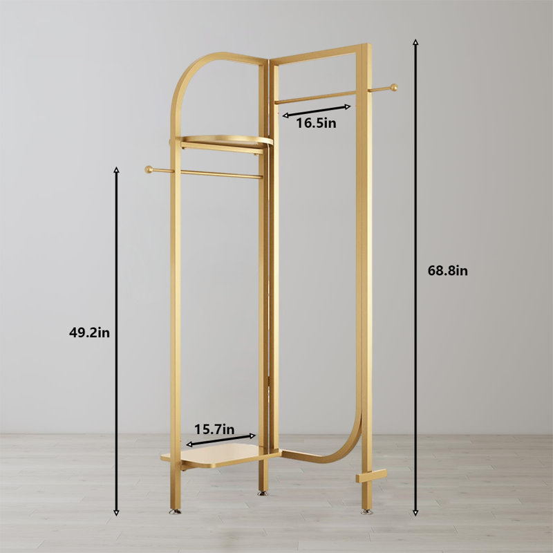 Freestanding Clothes Rack For Hanging Clothes, Gold