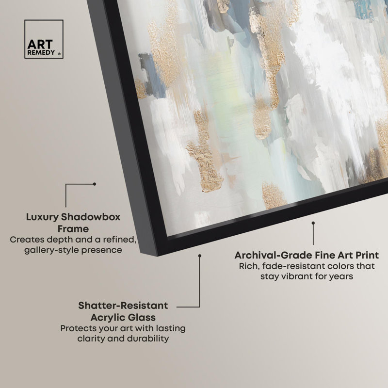 «Golden Descent I Boho Decor Shadowbox» par Art Remedy, H 11 po x l 16 po, Noir