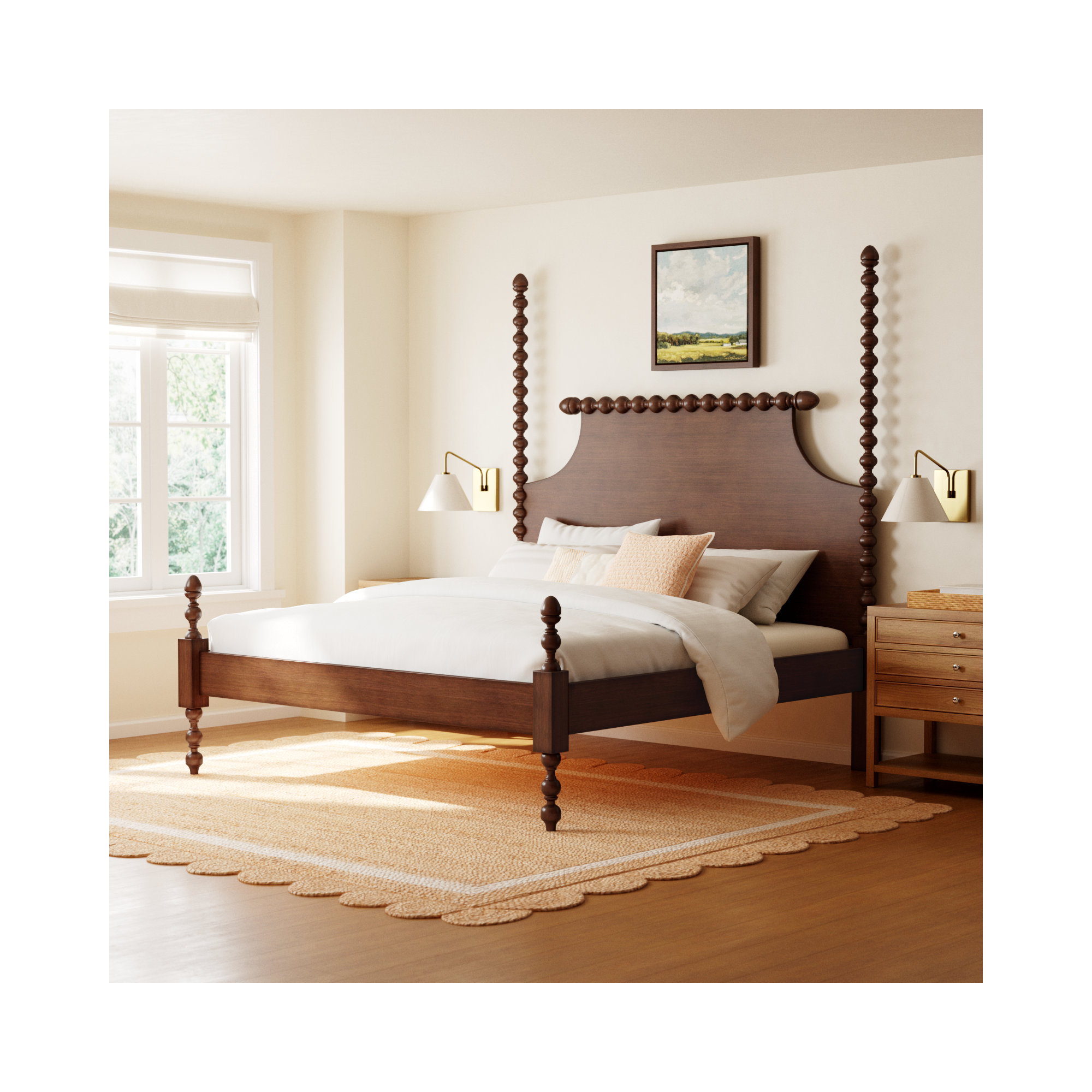 Mary Spindle Four Post Bed, Hazel, King