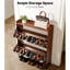 Range-chaussures autoportant Mid-Century, 2 tiroirs rabattables, tablettes réglables, peu encombrant, idéal pour le rangement dans la chambre à coucher de couleur noyer, basculement, salon