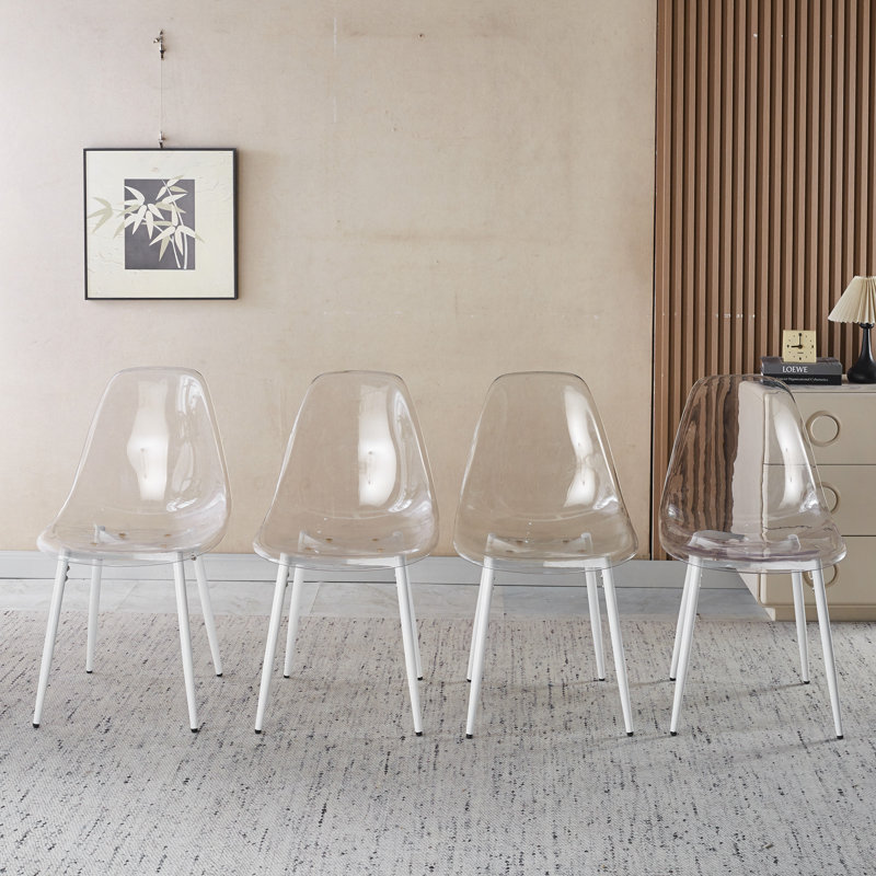 Chaise de salle à manger, ensemble de 4, pieds en métal, siège en plastique